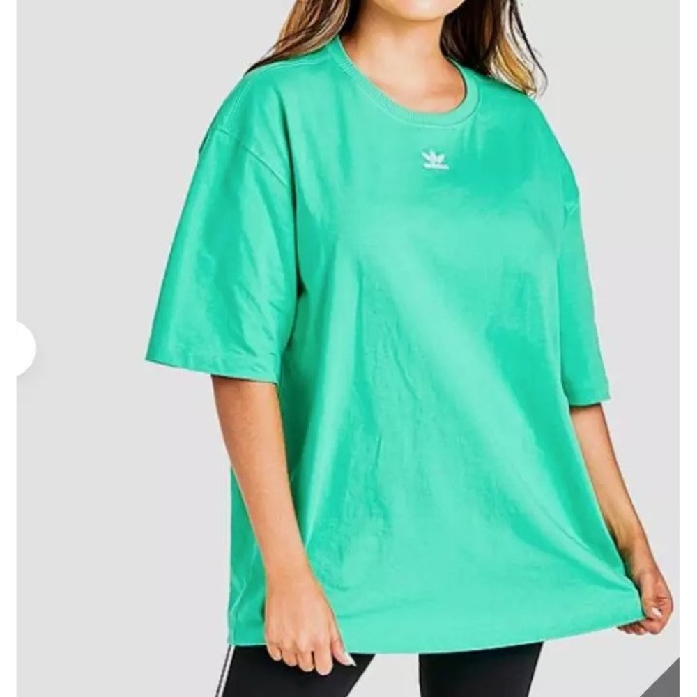 Adidas Originals Trefoil T Shirt Women's Boyfriend Style Tee Green L Oversized